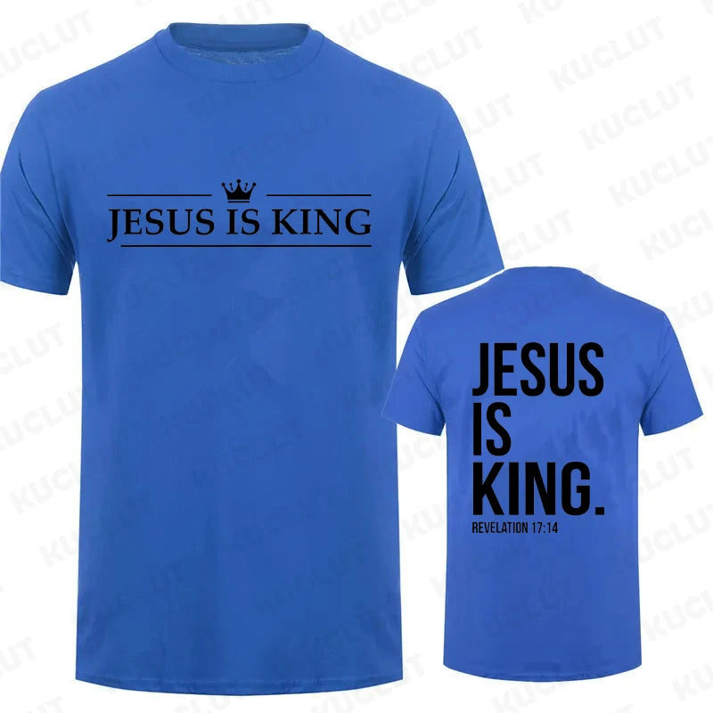 "Jesus Is King" Print T-Shirt – Casual Christian Faith Tee for Men - Image 8