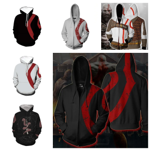God of War Kratos 3D Print Hoodie – Pullover/Zipper Cosplay Sweatshirt for Gamers