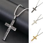 Classic Stainless Steel Cross Necklace for Men – 24-Inch Long Pendant, Hip-Hop Rock Style