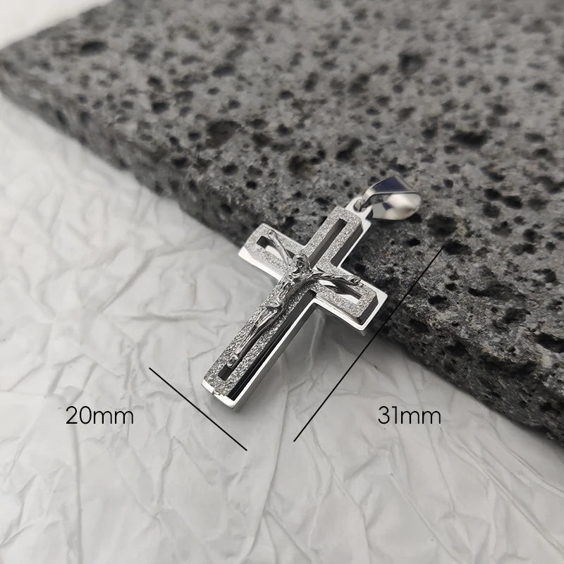 New Design 18K Gold-Plated Jesus Cross Pendant – Waterproof Stainless Steel Religious Charm for Men - Image 13