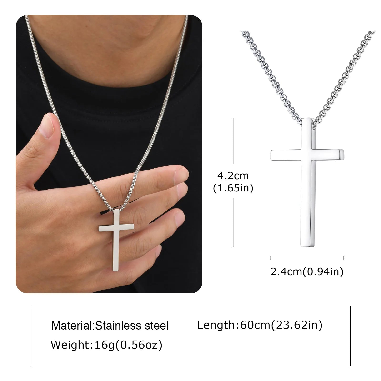 Classic Men's Cross Pendant Necklace – Waterproof Stainless Steel Christian Jewelry - Image 15