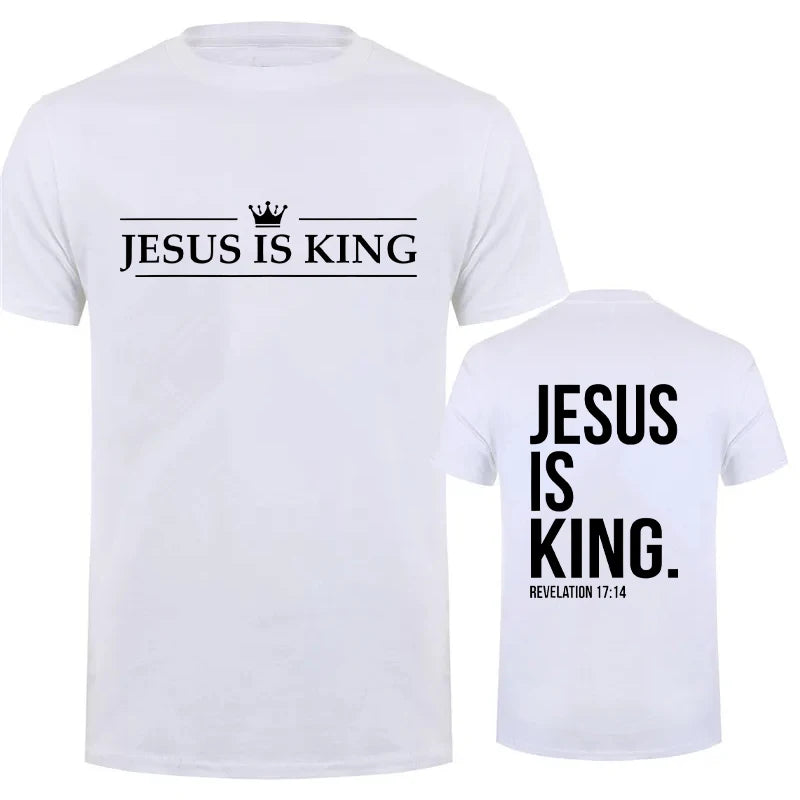 "Jesus Is King" Print T-Shirt – Casual Christian Faith Tee for Men - Image 3