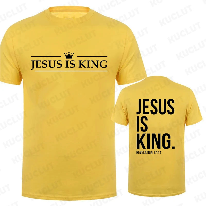 "Jesus Is King" Print T-Shirt – Casual Christian Faith Tee for Men - Image 9