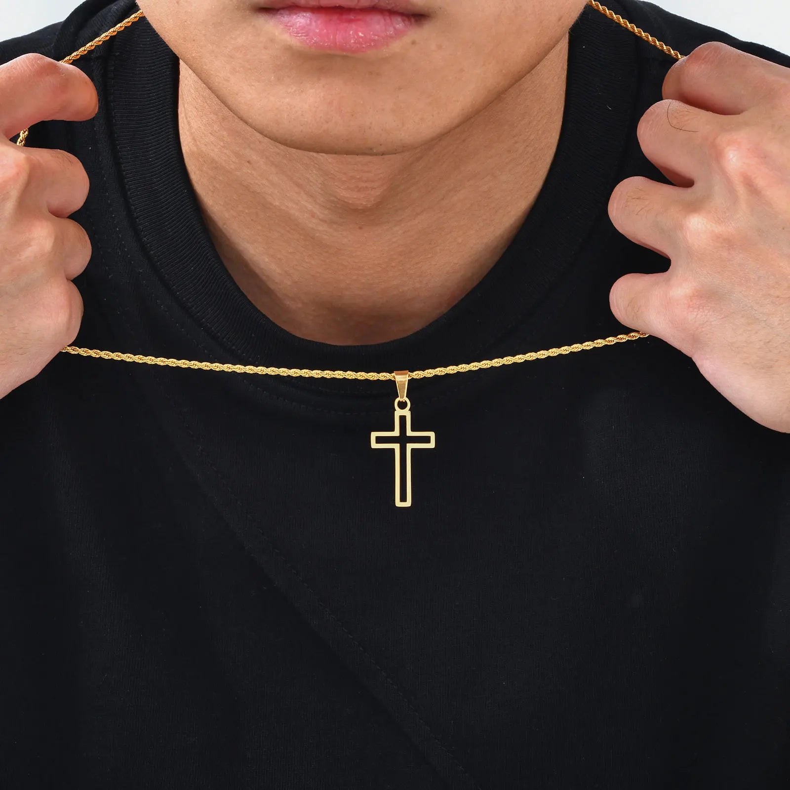 Casual Hollow Cross Necklace for Men & Boys - Image 3