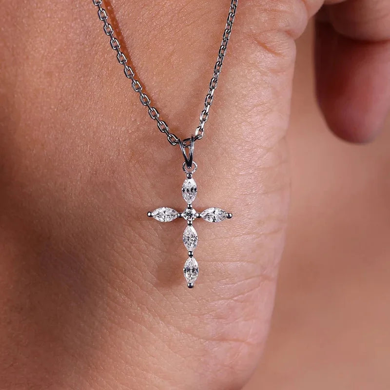 Luxury Stainless Steel Crystal Cross Pendant Necklace – Elegant Christian Jewelry for Women - Image 3