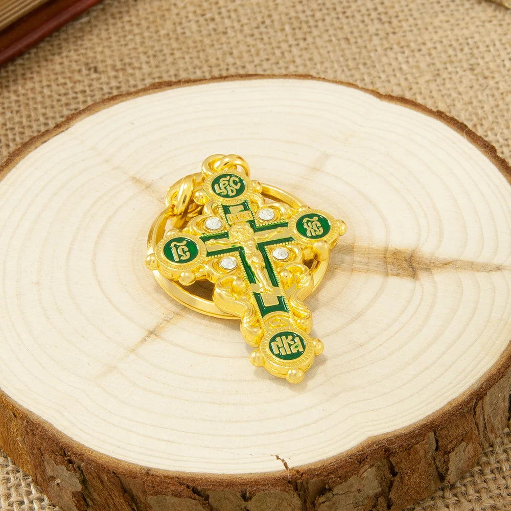 HT Orthodox Cross Keychain – Gold-Plated Mini Crucifix Pendant Religious Key Chain - Image 7