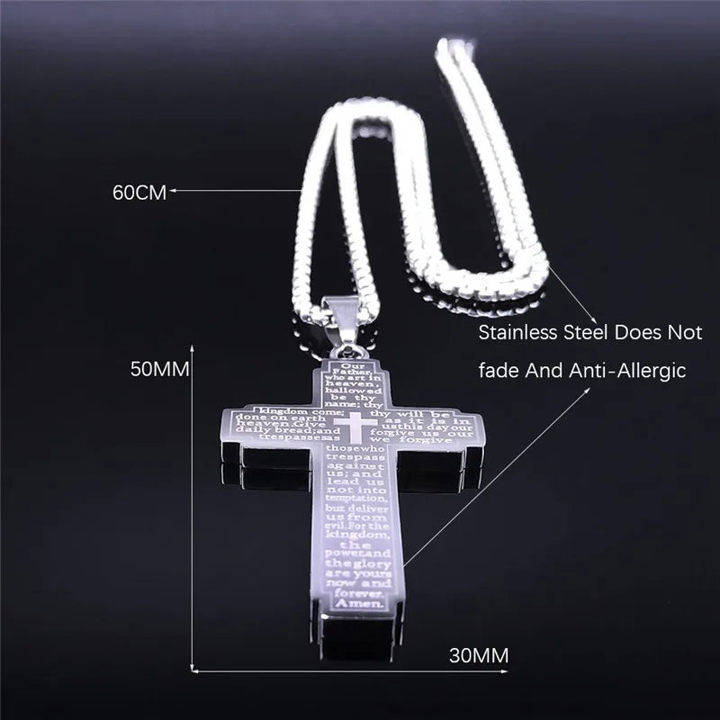Christian Bible Cross Chain Necklace – Stainless Steel Prayer Pendant for Men - Image 6