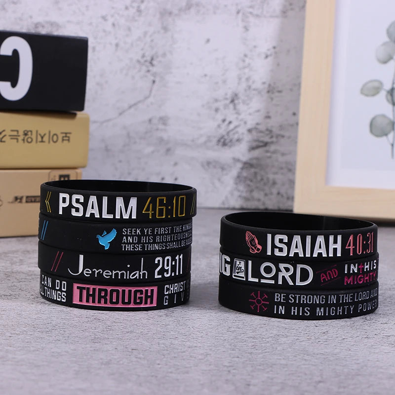 13pc Christian Silicone Wristband Set – Faith, Believe, Peace, Grace Bible Bracelets - Image 3