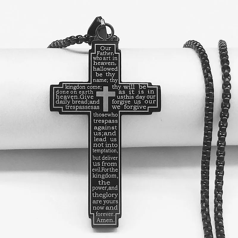 Christian Bible Cross Chain Necklace – Stainless Steel Prayer Pendant for Men - Image 12