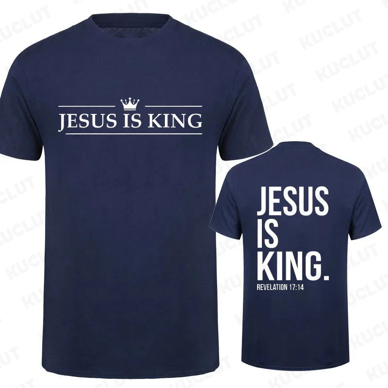 "Jesus Is King" Print T-Shirt – Casual Christian Faith Tee for Men - Image 13