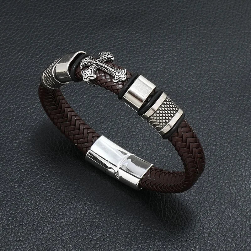 Men’s Musical Symbol Leather Bracelet – Vintage Multi-Layer Wristwear - Image 9