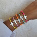 CCGOOD Christian Cross Bracelet for Women – Stretch Faith Bracelet with Boho Polymer Clay Beads
