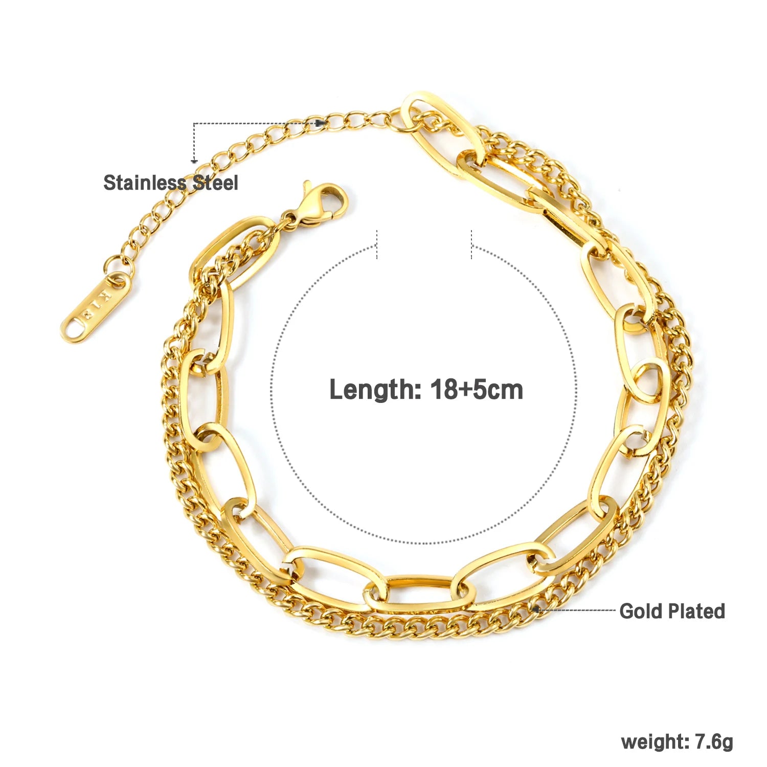 LUXUSTEEL Simple Hollow Circular Buckle Bracelet – Stainless Steel Chain Jewelry for Women & Girls - Image 19
