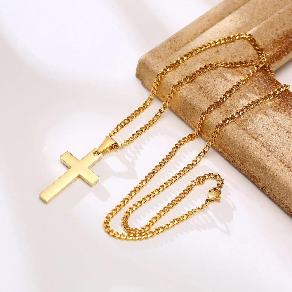 Casual Cross Pendant Necklace – Waterproof Stainless Steel Jewelry for Men & Boys - Image 4