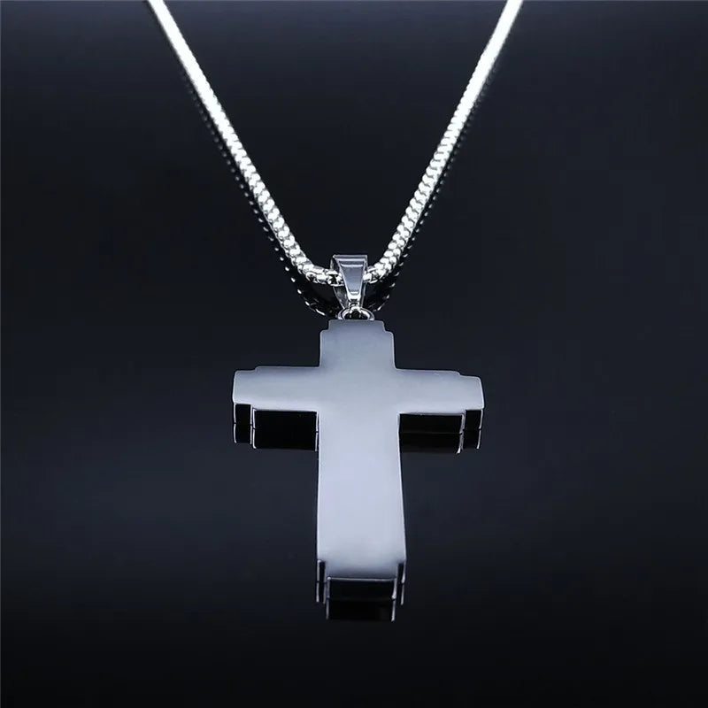 Christian Bible Cross Chain Necklace – Stainless Steel Prayer Pendant for Men - Image 3