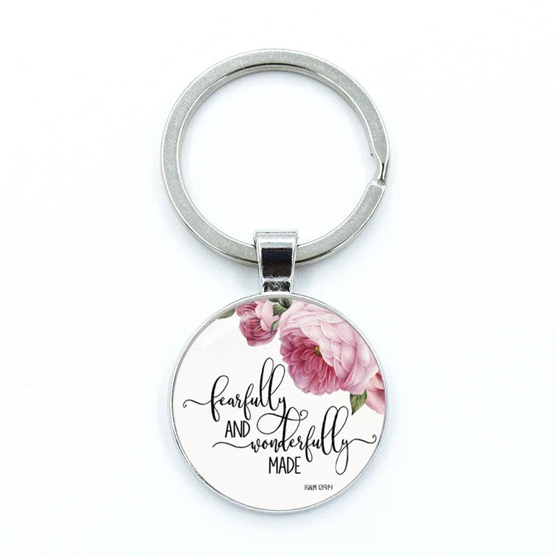 Give Thanks With A Grateful Heart Keychain – Bible Verse Glass Cabochon Charm Gift - Image 31
