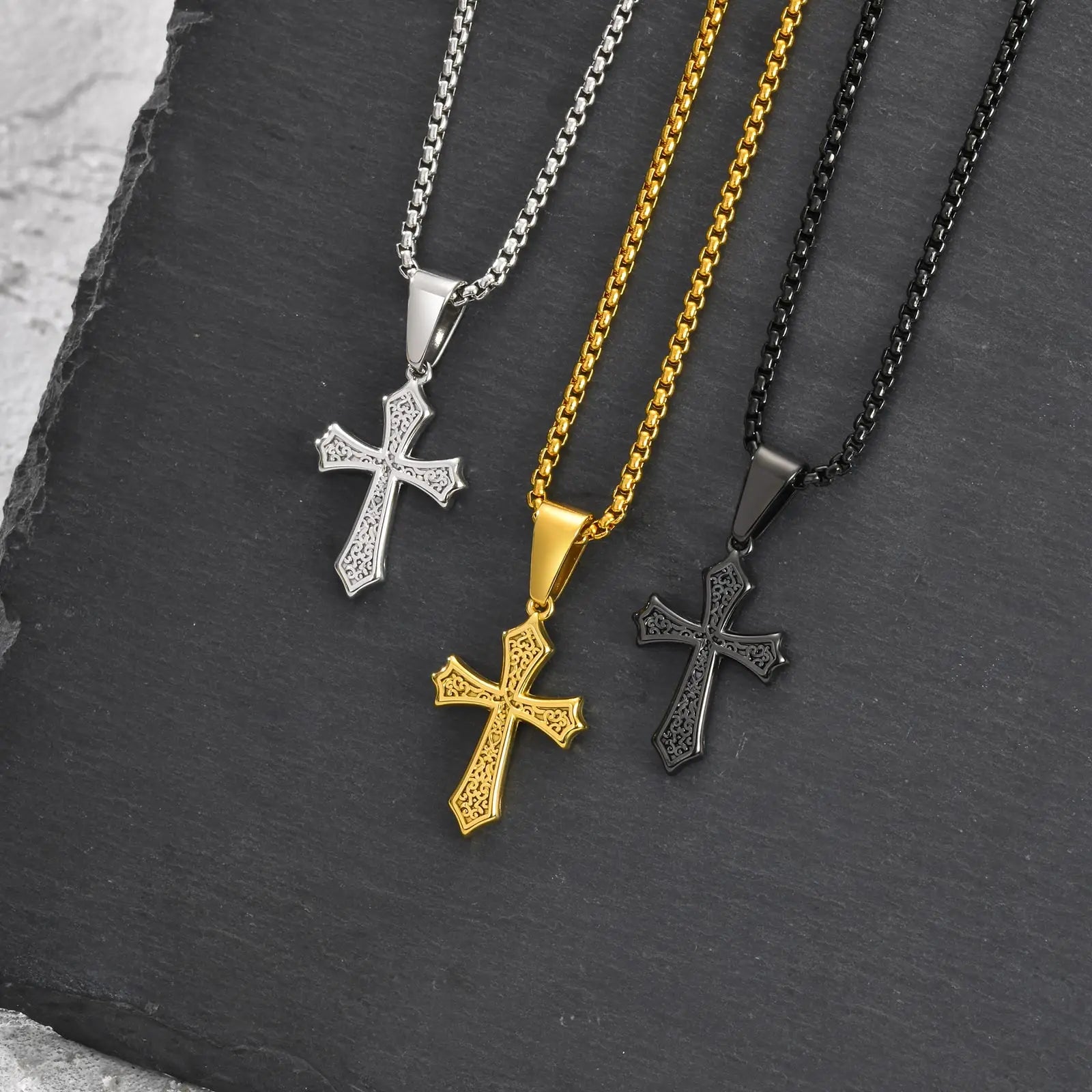 Cross Pendant Necklace for Men & Boys – Stainless Steel Christian Jewelry (50/55/60cm) - Image 6