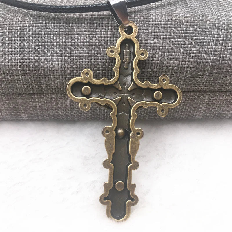 Gothic Jesus Cross Pendant Necklace – Gunblack/Bronze Plated Titanium Steel for Men - Image 5