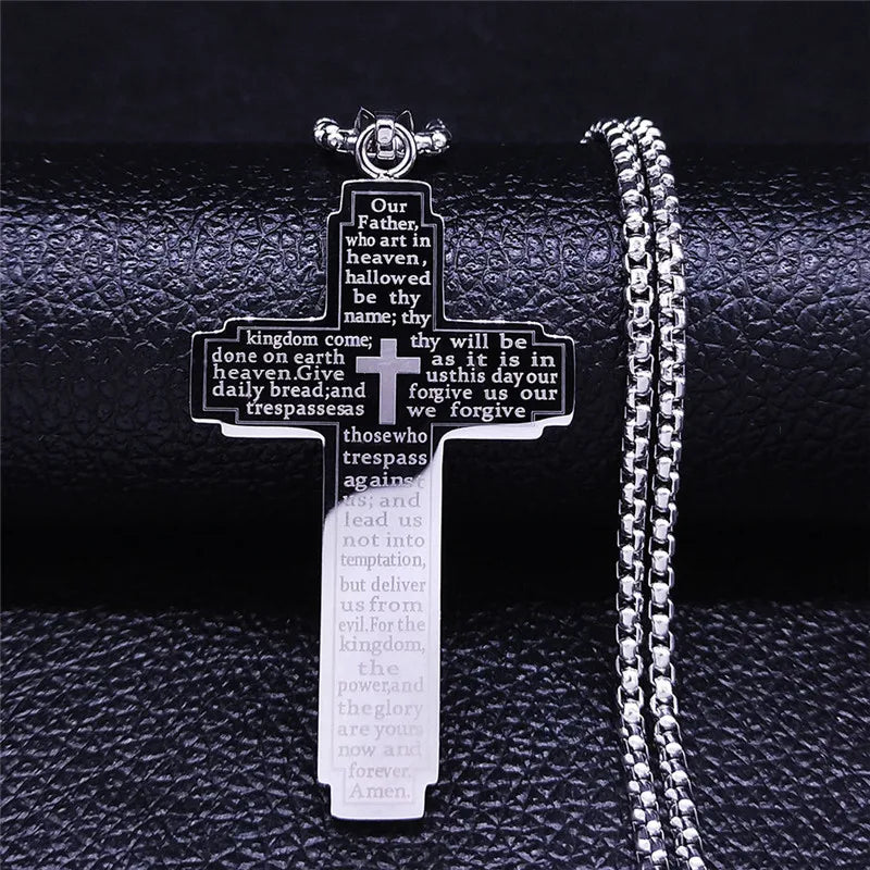 HNSP 316L Stainless Steel Cross Necklace for Men – Jesus Chain Pendant Religious Protection Jewelry - Image 6