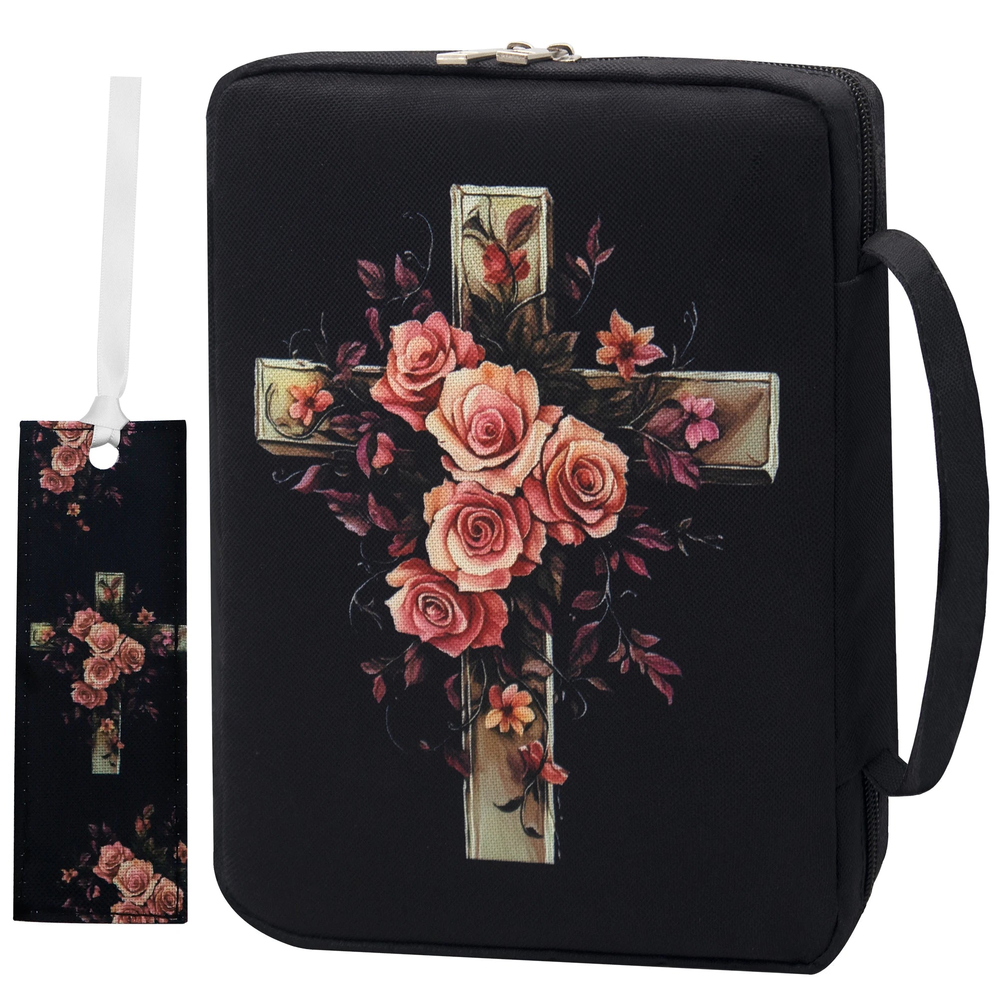 Floral Bible Cover with Handle & Pocket – Bible Case Organizer for Girls