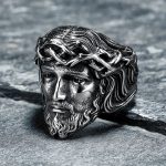 316L Stainless Steel Jesus Face Ring – Christian Men's Punk Rock Jewelry